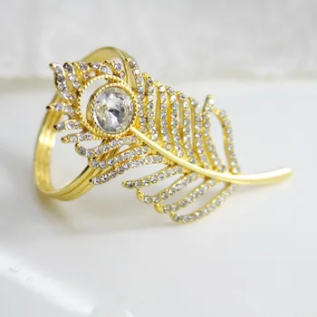 qn19012203 brezplačna dostava zlato, srebro pero s kristali napkin poročni prstan počitnice dekoracijo , poceni napkin imetnik 12pcs