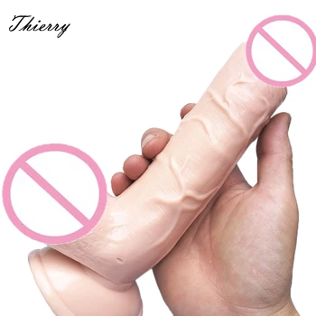Thierry 21x4.8 cm Realne 5hick Dong Dildos Realskin Erotično Sex Izdelkov Za Žensko G-spot Velik Penis Sex Igrače za Ženske