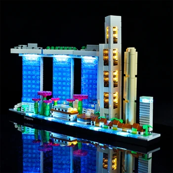 LED Luči Komplet za Singapurja Arhitektura Stavbe, Bloki 21057 Obisk Mesta Igrače Darila Svetilke Nastavite Ni Model