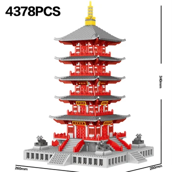 4378PCS izziv svetovno znanih arhitekturnih kompleksna stavba Palača, Hanshan tempelj bloki Kitajski slog model igrače Božič gi